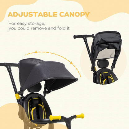 AIYAPLAY 3 in 1 Baby Trike, Tricycle for Kids Adjustable Push Handle - Yellow