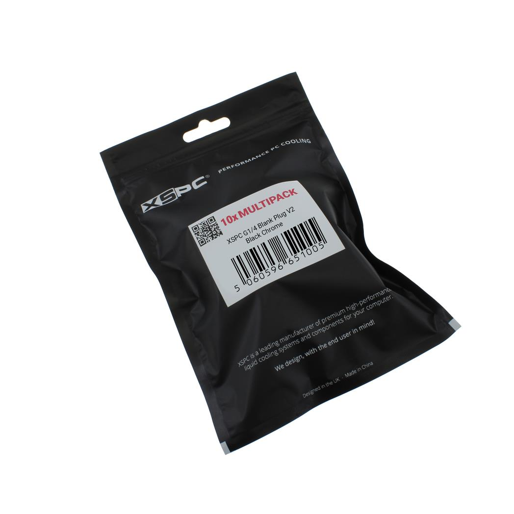 XSPC G1/4 Blank Plug V2 - Black Chrome (10 Pack)