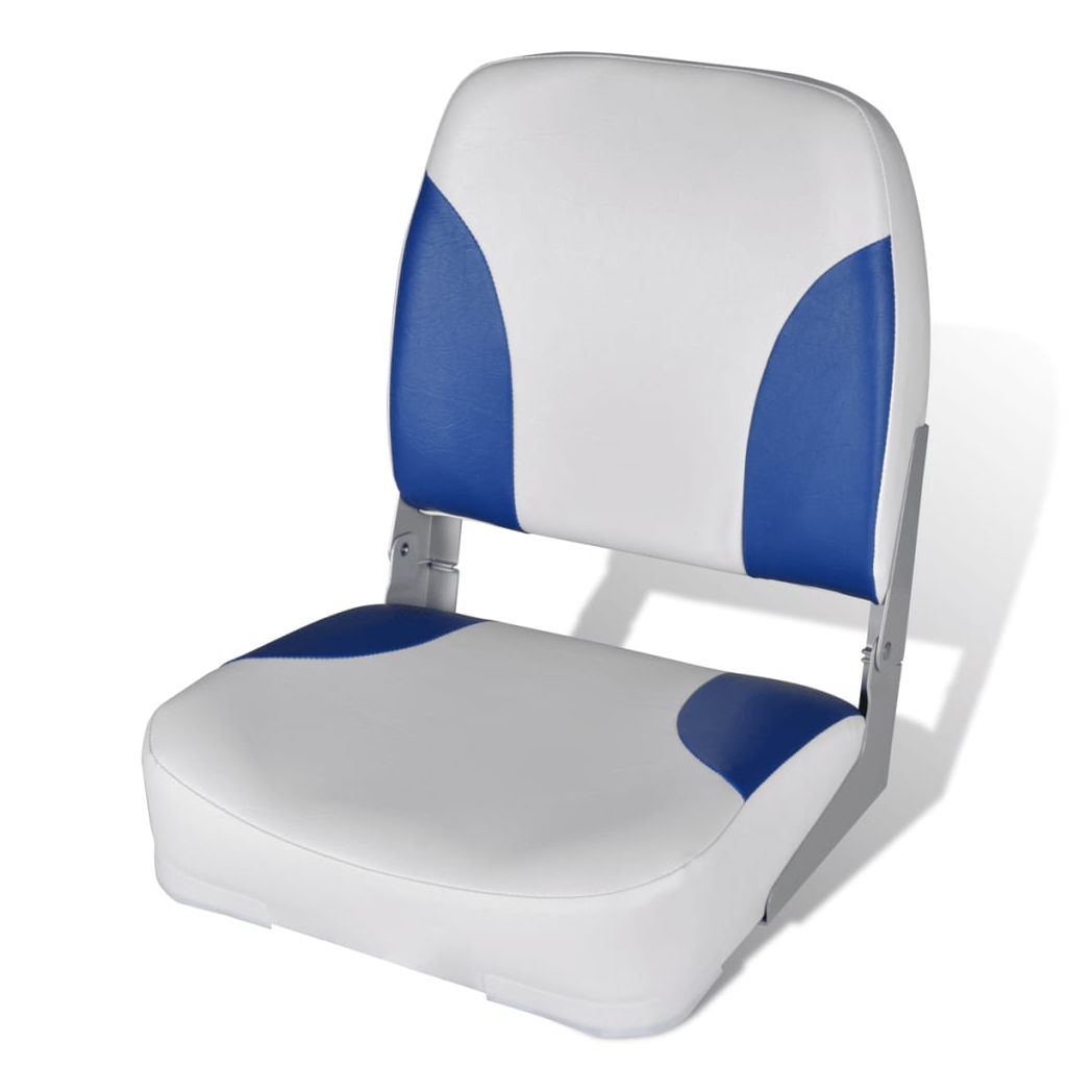 Boat Seat Foldable Backrest With Blue-white Pillow 41x36x48cm