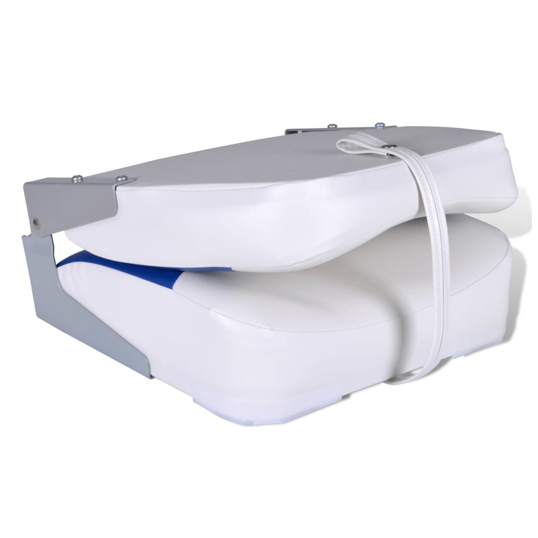 Boat Seat Foldable Backrest With Blue-white Pillow 41x36x48cm