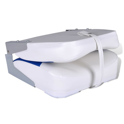 Boat Seat Foldable Backrest With Blue-white Pillow 41x36x48cm