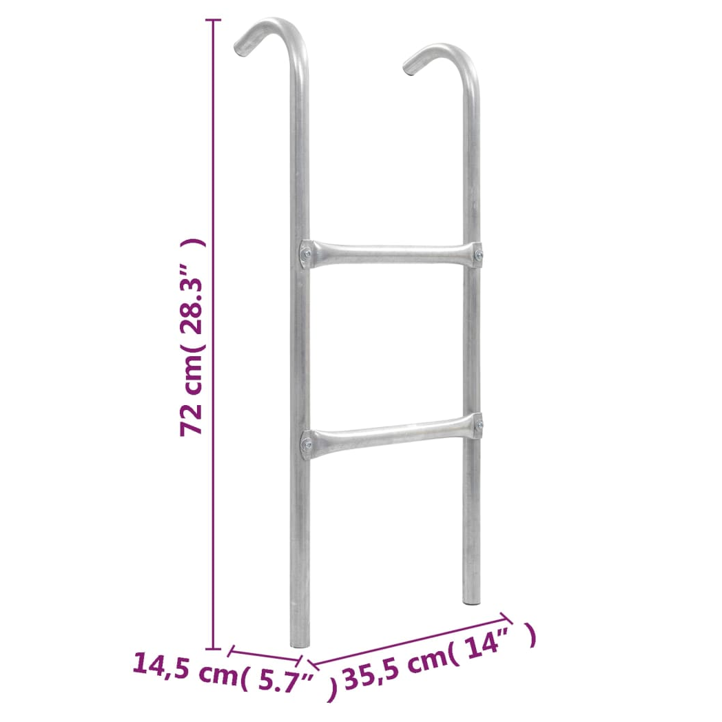 2-Step Trampoline Ladder Steel Silver 72 cm