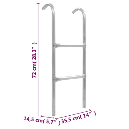 2-Step Trampoline Ladder Steel Silver 72 cm