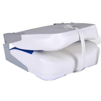 Boat Seat Foldable Backrest With Blue-white Pillow 41x36x48cm