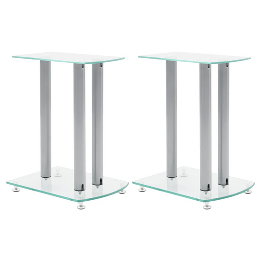 Aluminum Speaker Stands Transparent Safety Glass 2pcs