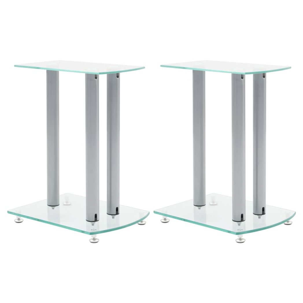 Aluminum Speaker Stands Transparent Safety Glass 2pcs