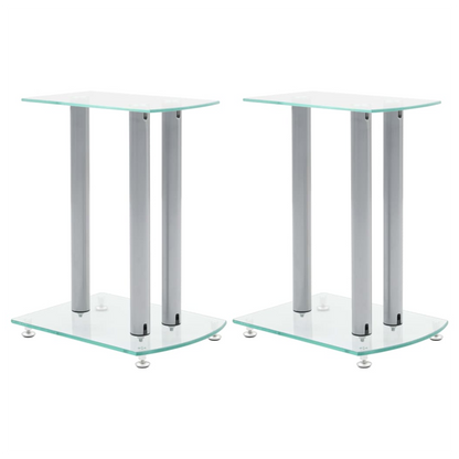 Aluminum Speaker Stands Transparent Safety Glass 2pcs