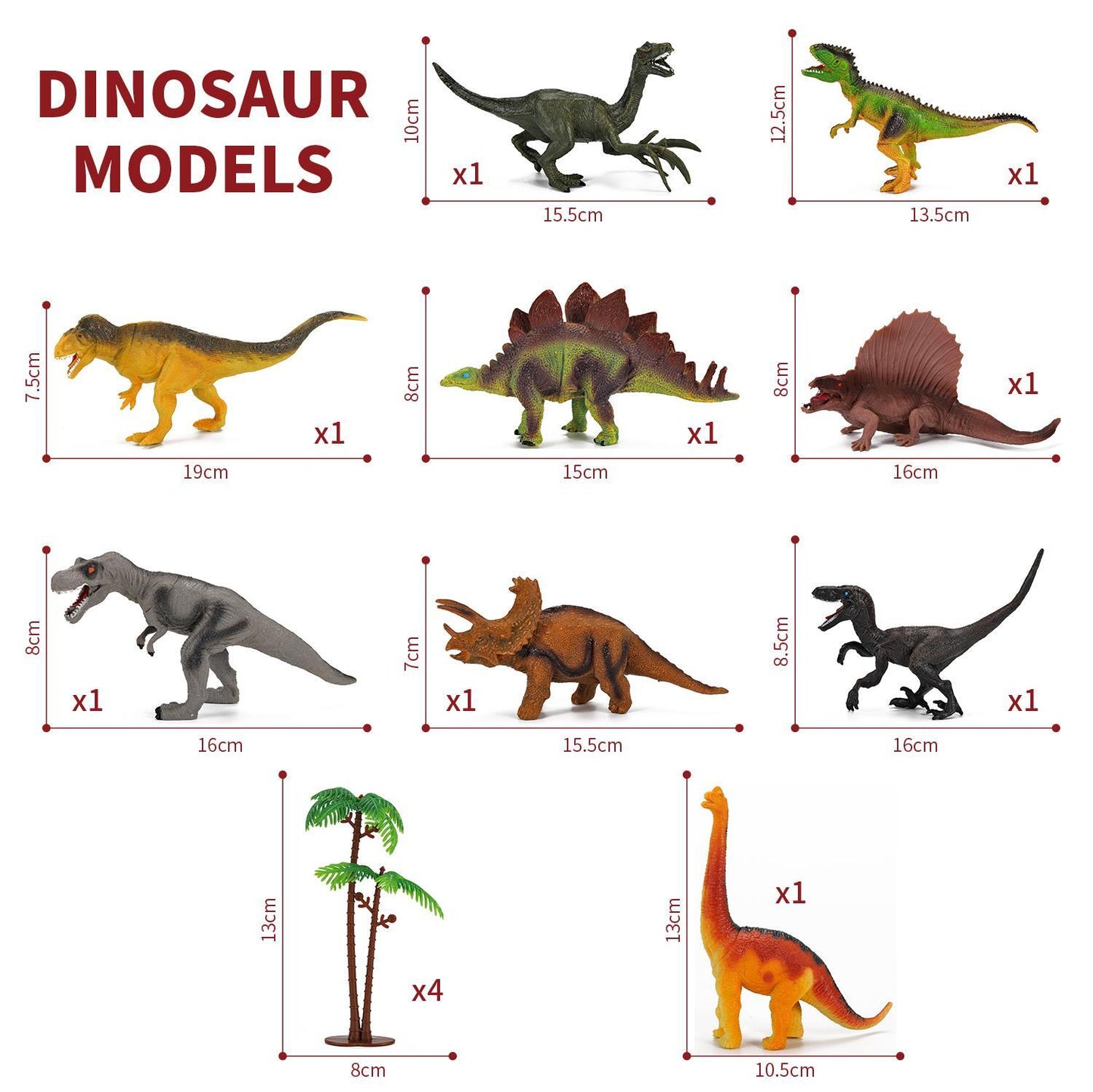 SOKA Realistic Dinosaur Toy Figure Set with Activity Play Mat & Trees for kids - Includes TRex Triceratops Velociraptor