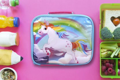 UNICORNS Characters Insulated Pink Rectangular Lunch Bag for Kids 26 x 21 x 7 cm