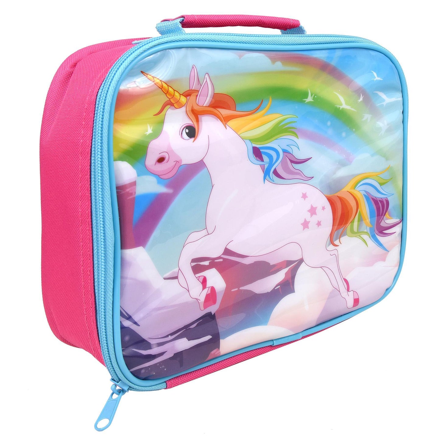 UNICORNS Characters Insulated Pink Rectangular Lunch Bag for Kids 26 x 21 x 7 cm