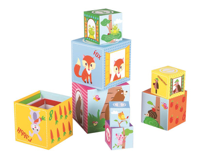 Lelin 10PC Forest Animals Numbers Stacking Cubes Educational Toy For Children