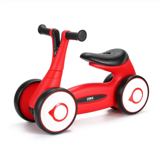 SOKA Balance Bike Toddler 4 Wheel Ride-on Bicycle Baby Balance Training Bike Toy - Red