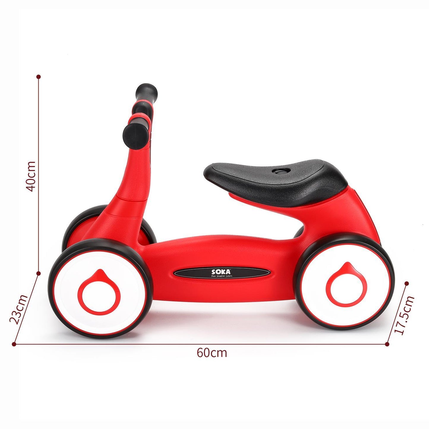 SOKA Balance Bike Toddler 4 Wheel Ride-on Bicycle Baby Balance Training Bike Toy - Red