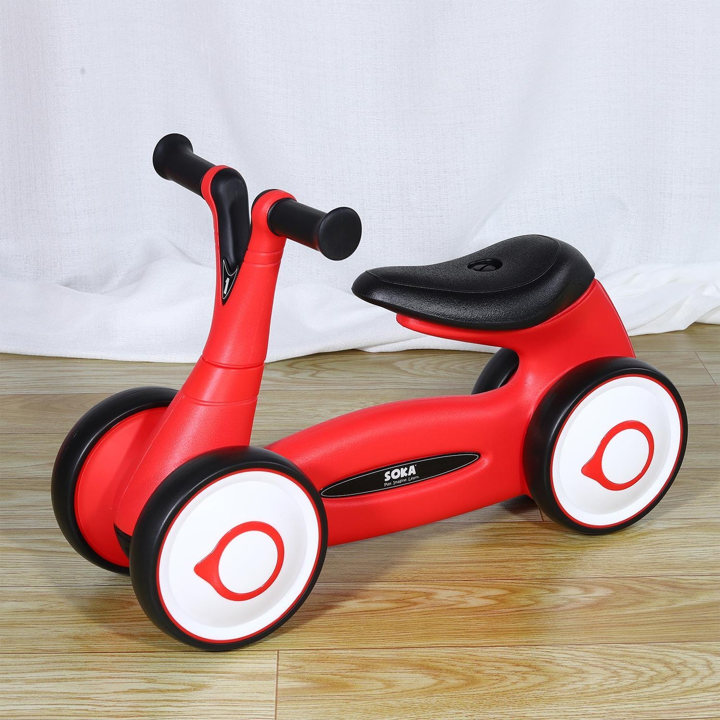 SOKA Balance Bike Toddler 4 Wheel Ride-on Bicycle Baby Balance Training Bike Toy - Red