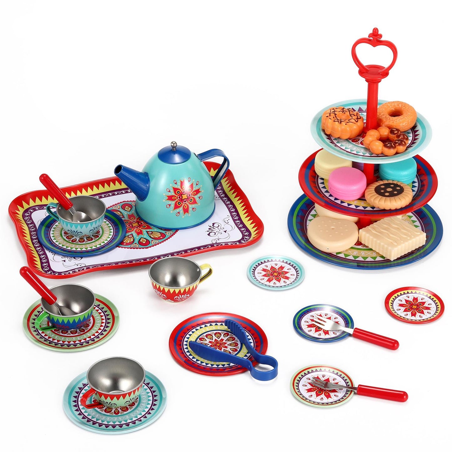 SOKA Vintage Design Metal Tea & Cakes Set Toy for Kids - 40 Pcs Classic style