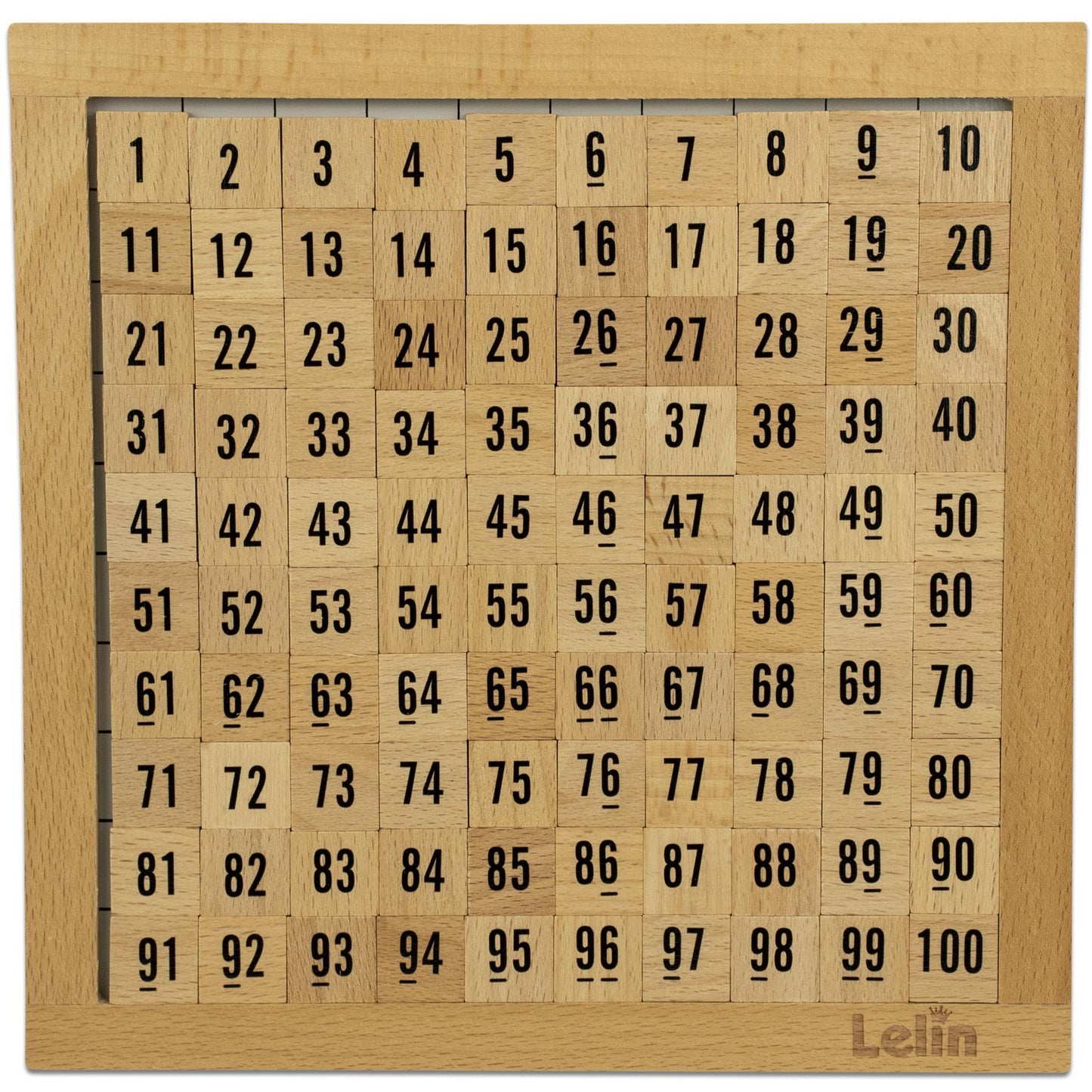 LELIN Wooden Hundred Board Game  - 1 To 100 Consecutive Numbers Montessori Maths