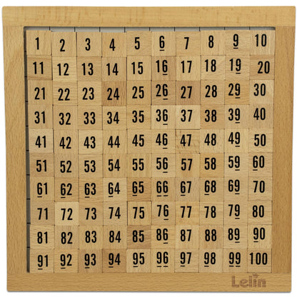 LELIN Wooden Hundred Board Game  - 1 To 100 Consecutive Numbers Montessori Maths