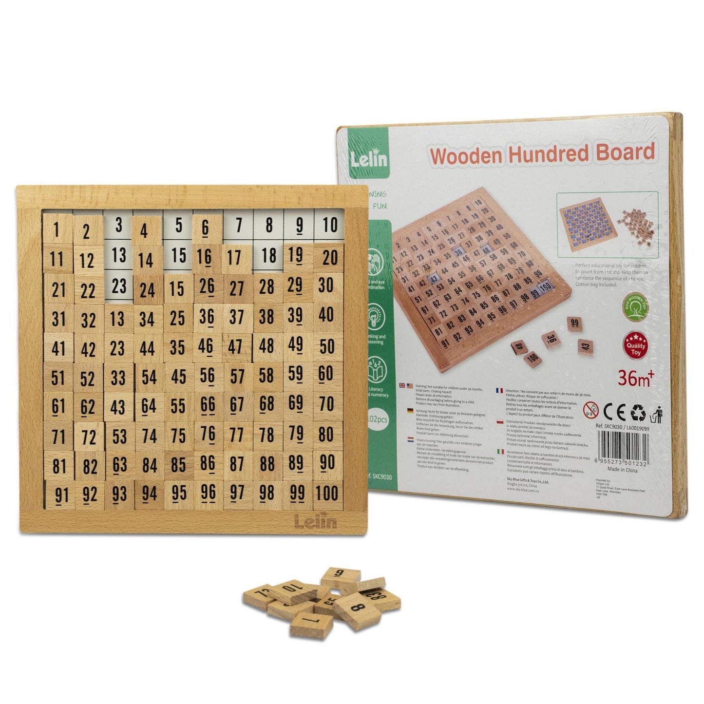 LELIN Wooden Hundred Board Game  - 1 To 100 Consecutive Numbers Montessori Maths