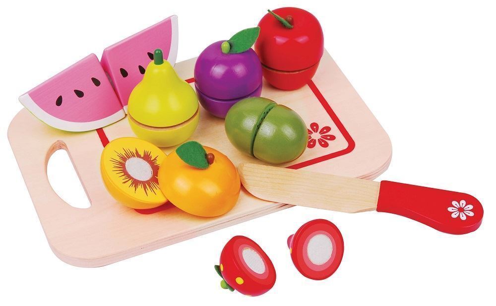 Lelin Wooden Fruits Cut Up Shopping Kids Toy