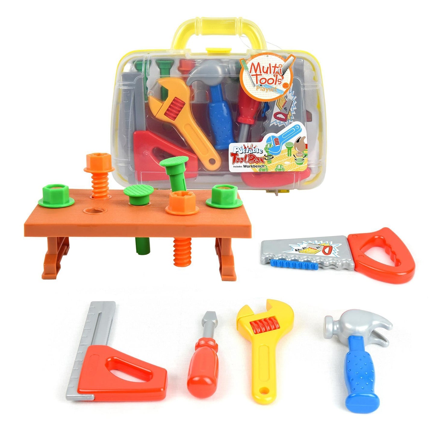 2 Pack 13 Piece Childrens Kids DIY Portable Tool Set Carry Case Play Set Toy