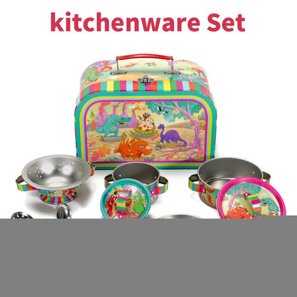 SOKA Dinosaur Kids Kitchen Set Toy Pots and Pans Set Toy Kitchen Accessories