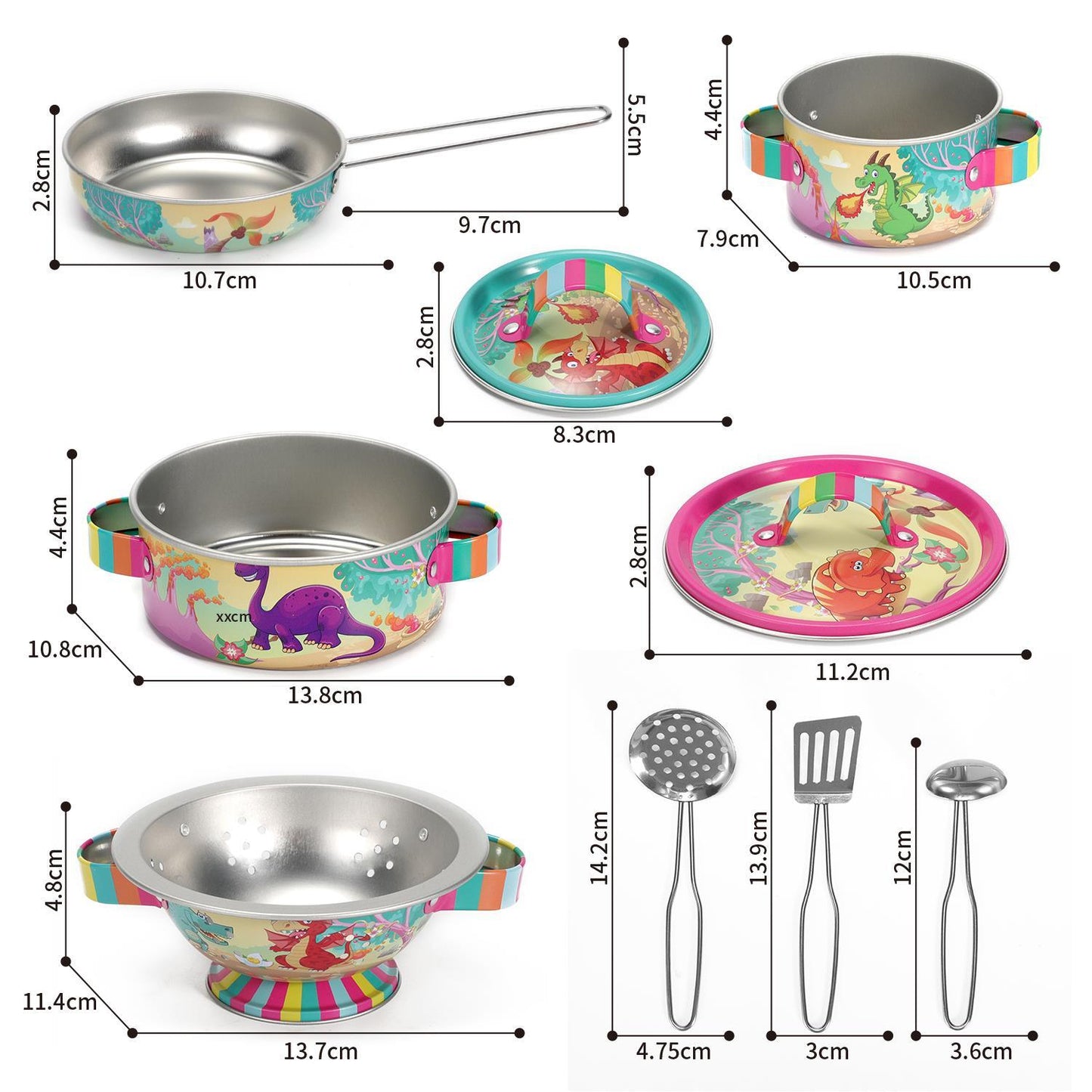 SOKA Dinosaur Kids Kitchen Set Toy Pots and Pans Set Toy Kitchen Accessories