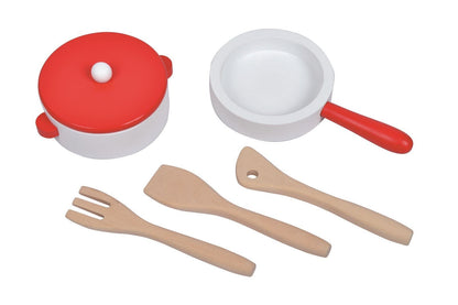 Lelin Wooden Childrens Pretend Play Modern Kitchen Cooking Toy with Pots & Pans