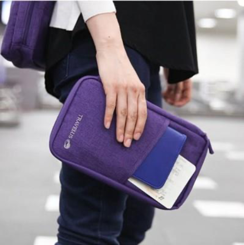 Travel Passport Document Holder Travel Wallet Organiser- Purple