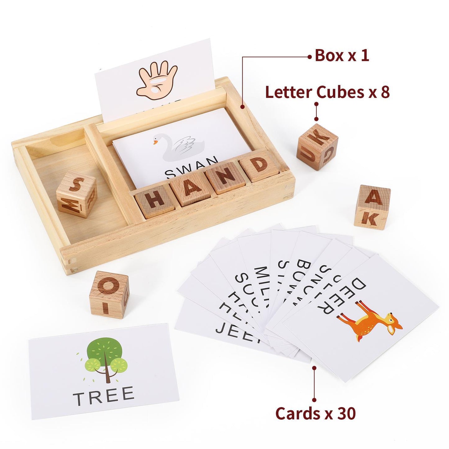 SOKA Wooden Spelling Game, Learning Matching Letter Memory Games for Children 3+