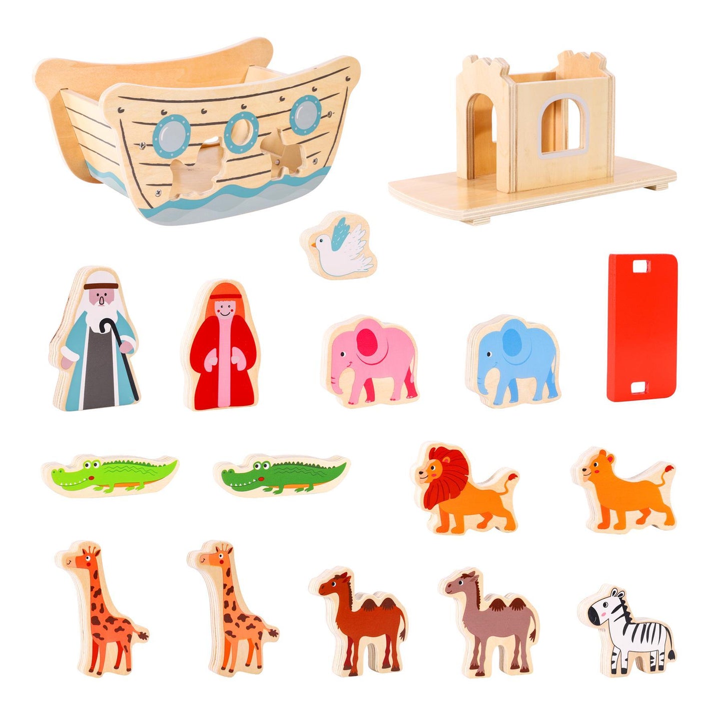 SOKA Wooden Noah's Ark Animal Boat Shape & Blocks Sorter Puzzle Activity Toy 3+