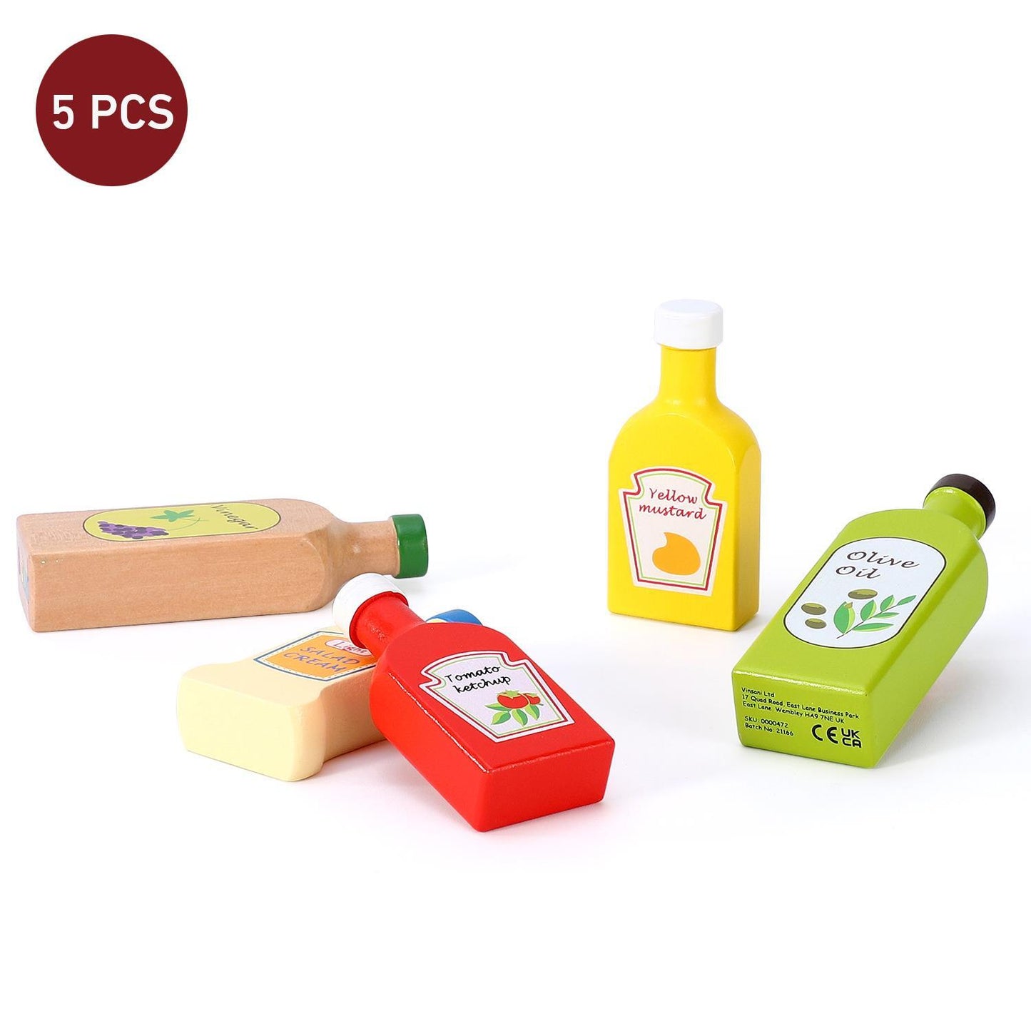 SOKA Wooden Pretend Play Kitchen Food Sauces & Oils Set Activity Toy Playset 2+