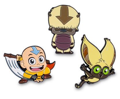 Avatar: The Last Airbender Exclusive 3-Pin Set § Chibi Aang, Momo, Appa