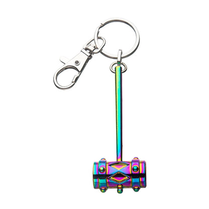 Birds of Prey Harley Quinn 3D Mallet with Rainbow Finish Metal Key Chain