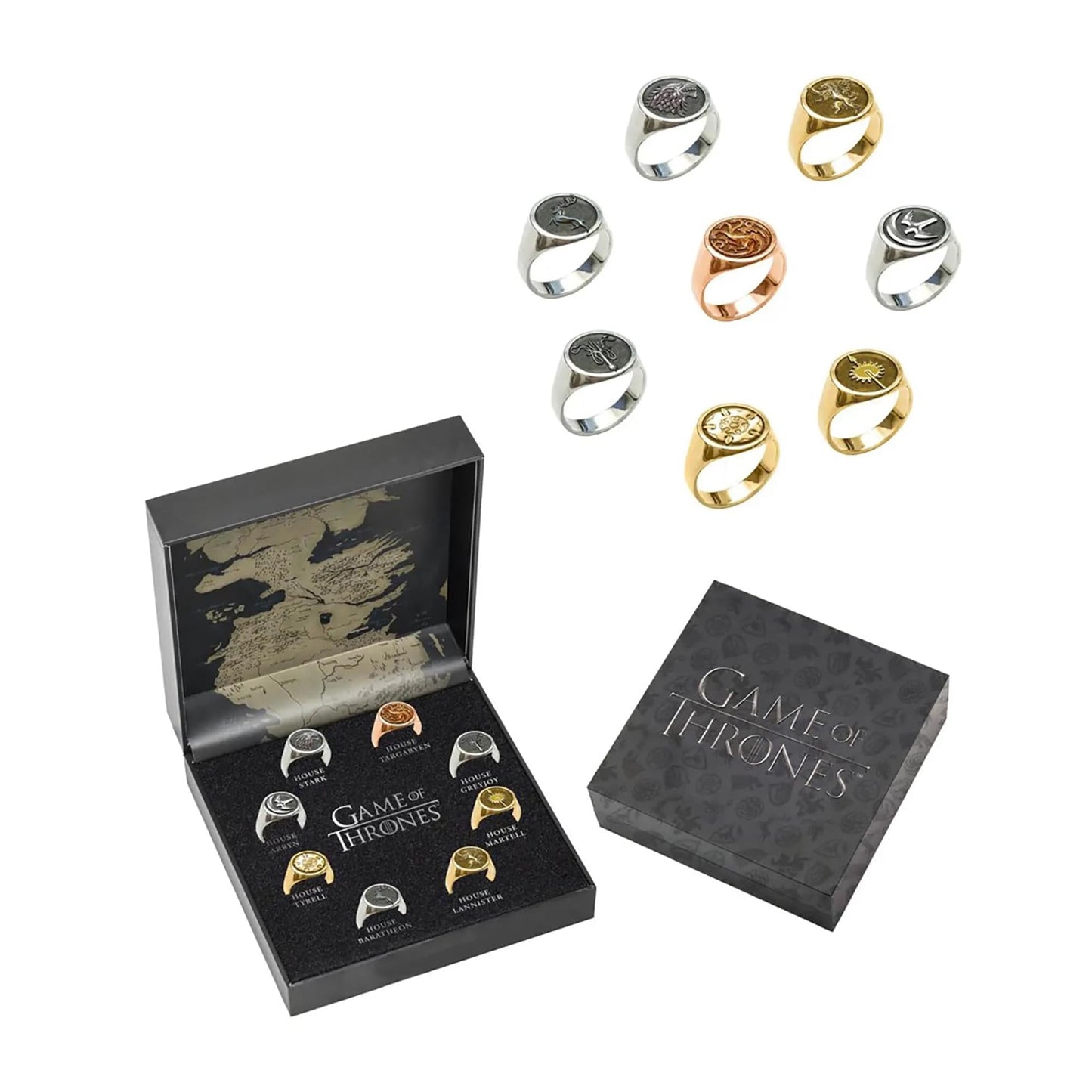 Game of Thrones House Sigil Ring Set § 8 Adjustable Rings