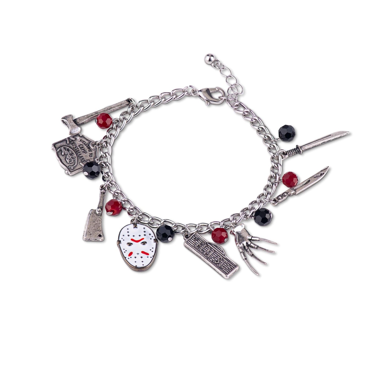 Freddy vs. Jason 15mm Enamel Charm Silver Finish Chain Bracelet Novelty Jewelry