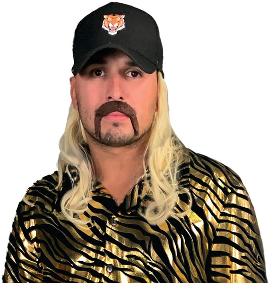 Tiger Trainer Hat w/ Attached Mullet Adult Costume Accessory One Size