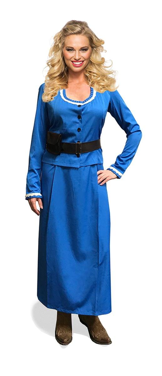 West World Inspired Women's Western Vintage Edwardian Steampunk Costume Dress § Blue