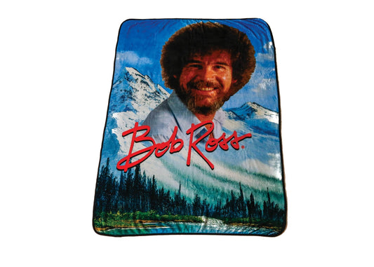 Bob Ross Design Soft and Cozy Throw Size Fleece Plush Blanket § 45 x 60 Inches