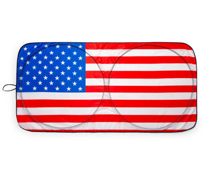 American Flag Sunshade for Car Windshield § 64 x 32 Inches