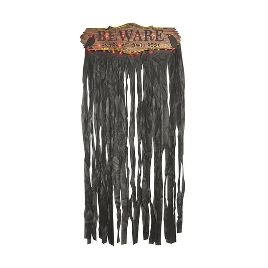 Beware Curtain Light Up Halloween Door Decor