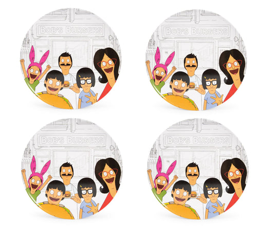 Bob's Burgers Belcher Family 10-Inch Melamine Dinner Plates § Set of 4