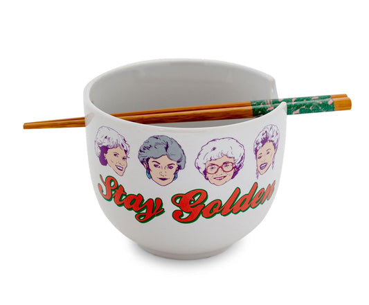 The Golden Girls "Stay Golden" 20-Ounce Ceramic Ramen Bowl and Chopstick Set