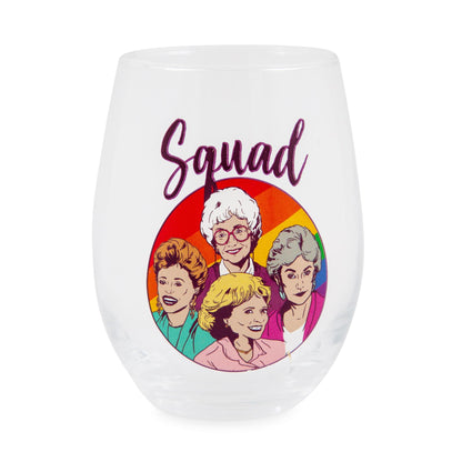 The Golden Girls Rainbow "Squad" Teardrop Stemless Wine Glass § Holds 20 Ounces