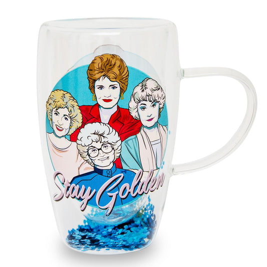 The Golden Girls "Stay Golden" Double-Walled Glass Mug § Holds 15 Ounces