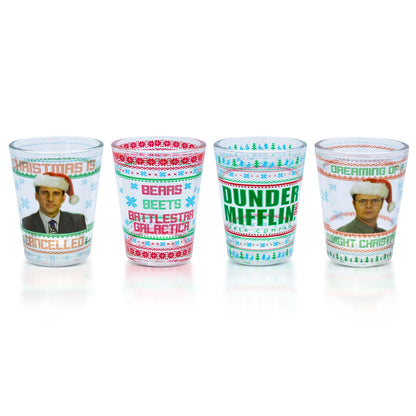 The Office Dunder Mifflin Holiday 2-Ounce Mini Shot Glasses § Set of 4