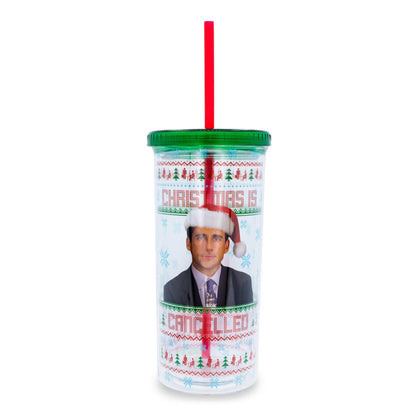 The Office "Christmas Is Cancelled" Carnival Cup With Lid and Straw § Holds 20 Ounces