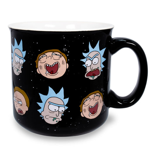 Rick and Morty Heads Allover Print Ceramic Camper Mug § Holds 20 Ounces