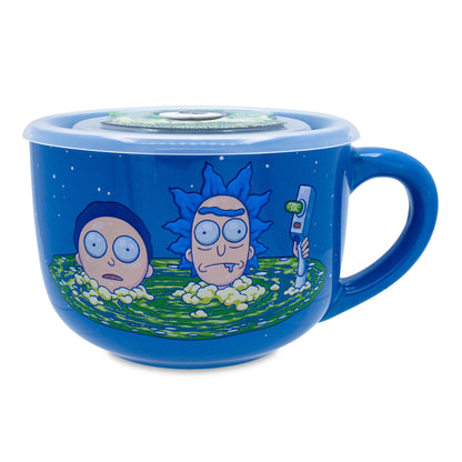 Rick and Morty Portal Heads Ceramic Soup Mug With Lid § Holds 24 Ounces