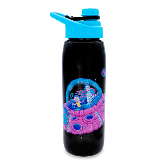 Rick and Morty Plastic Water Bottle With Screw-Top Lid § Holds 28 Ounces