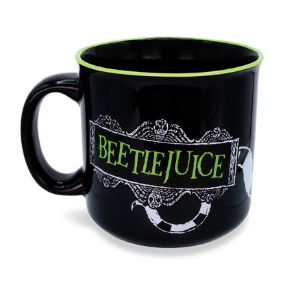 Beetlejuice "Never Trust the Living" Ceramic Camper Mug § Holds 20 Ounces